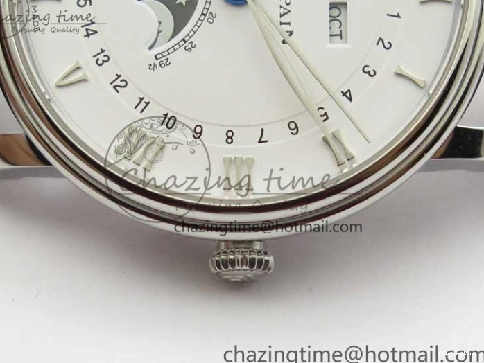 0128 MultiPurpose Villeret 6654 SS Complicated Function OMF 1:1 Best Edition White Dial on Black Leather Strap A6654 V 7901